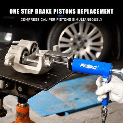 Pneumatic Dual-Piston Caliper Brake Caliper Compression Tool | Air Operated, Heavy Duty, Brake Piston Compressor, Easy Brake Pad Replacement