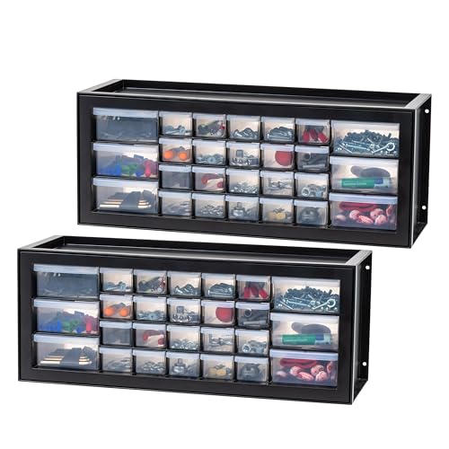 IRIS USA 26-Drawer Teacher Toolbox, 2 Pack, Made in USA, Stackable Plastic Storage Drawers for Crafts, Stickers, Crayons, Markers, Beads, Hardware, Building Bricks, Garage Organizer Cabinet, Black - color: Black, size: 26 Drawer - 2 Pack