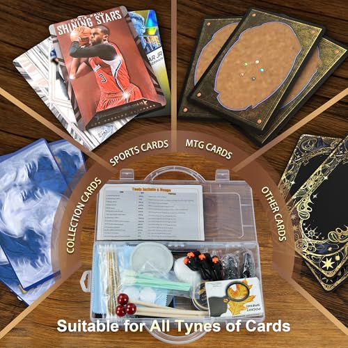 17-in-1 Card Cleaning Kit, Card Care Polishing Restoration with Plastic Case, Trading Card Cleaning with Polishing Cream and Cleaning Spray, Suitable for PSA Rated Card Care & Flatten Edges (12.1")