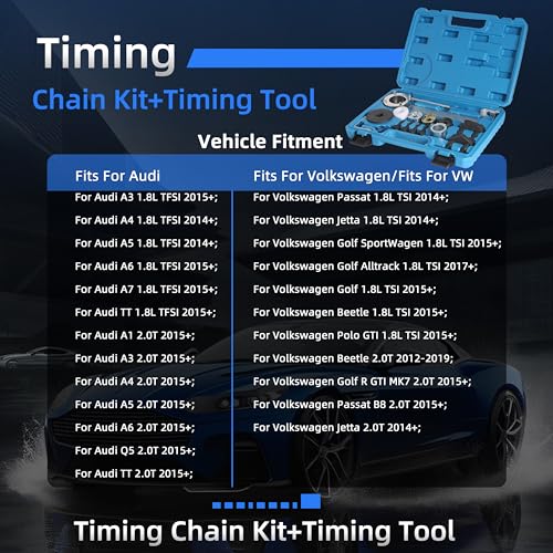 Timing Chain Kit+Timing Tool, For Audi A1/A3/A4/A5/A6/A7/TT Q5 1.8L/2.0L 2014+ | For Volkswagen Passat/Jetta/Golf/Beetle/Polo 1.8L/2.0L 2014+, For EA888, #OE 06K115225L, 06H105209AT, 06K109469N