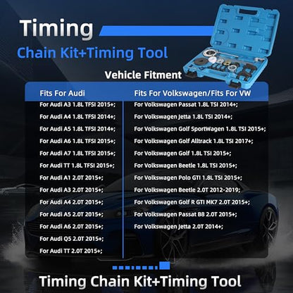 Timing Chain Kit+Timing Tool, For Audi A1/A3/A4/A5/A6/A7/TT Q5 1.8L/2.0L 2014+ | For Volkswagen Passat/Jetta/Golf/Beetle/Polo 1.8L/2.0L 2014+, For EA888, #OE 06K115225L, 06H105209AT, 06K109469N