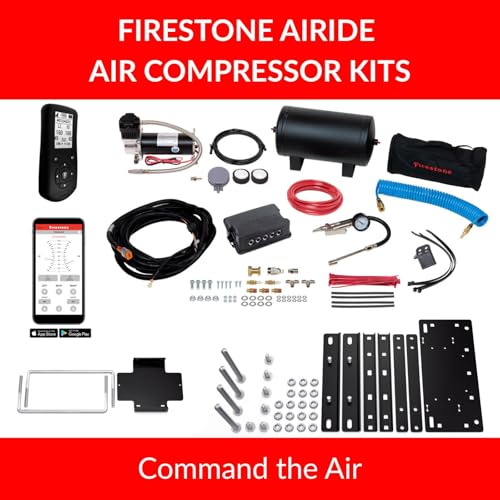 Firestone Airide Ride-Rite Rear Air Spring Kit with Air Command Dual Path Wireless App & Remote with Extreme Compressor Kit fits 1999-2026 F350 & 1999-2025 F450 Cab Chassis w/ 0" Lift | Decal - size: Dual Path with 2 Gallon Air Tank