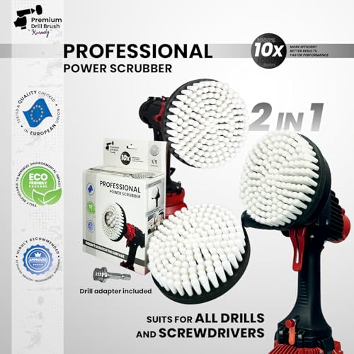 Premium Drill Brush Professional– 2in1 for Drills & Angle Grinders Extra-Soft 6in White | Scratch-Free Cleaning Brush for Carpet, Upholstery, Leather Seats, Glass, Furniture and Car Interior - color: White