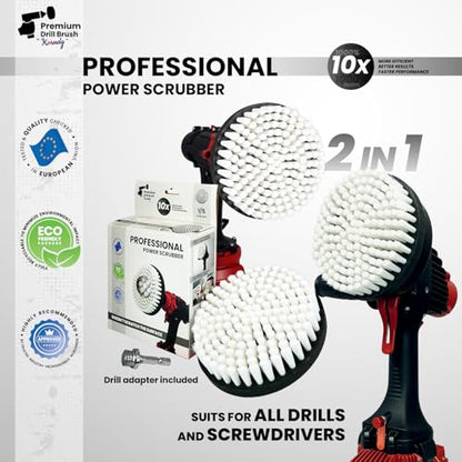 Premium Drill Brush Professional– 2in1 for Drills & Angle Grinders Extra-Soft 6in White | Scratch-Free Cleaning Brush for Carpet, Upholstery, Leather Seats, Glass, Furniture and Car Interior - color: White