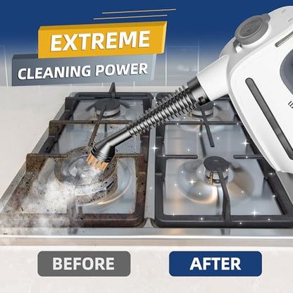 Spurgehom 1350W Handheld Steam Cleaner with 15-Pc Accessories(including mop) & 550ML Tank – 3Bar Dirty-Free Steamer for Floors, Cars, Upholstery, and Multi-Surface Home Cleaning - color: Bright White
