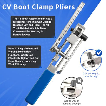 CV Joint Boot Clamp Pliers With Ratchet Adjust For Cars UTV ATV Repair | CV Joint Boot Clamp Pliers Heavy Duty CV Boot Clamp Tool With Ratchet Adjust Function