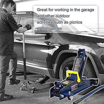 2.5 Ton (5,000 lb) Capacity Blue Hydraulic Low Profile Trolley Service/Floor Jack with Single Piston Quick Lift Pump