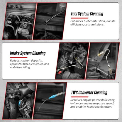 PLAYOCCAR Fuel Injector Cleaner Kit 35 fl oz 150PSI Non-Dismantling 40PCS | Cleans Injectors, Intake & Catalytic Converter, 1200ML Tank, for Gasoline Cars/Light Trucks, Restores Power & Fuel Economy