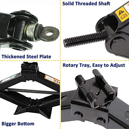 4 Pack Car Scissor Jack 2 Ton 4,409 Lbs Capacity Steel Portable Tire Jack with Crank Handle for Hyundai Sonata/Elantra/Genesis/Veloster Universal, Heavy Duty Rustproof Car Stabilizer Lift Tire Jack - size: 2 Ton Scissor jack (4 pack)