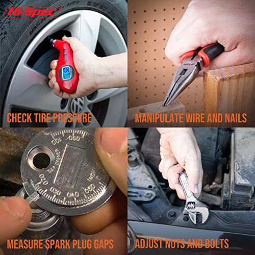 Hi-Spec 65pc Compact Auto Garage Tool Kit Set with Digital Tire Pressure Gauge. Essential Car Vehicle Repair Tools in a Toolbox Case of Screwdrivers, Sockets, Wrench and Magnetic Pickup - size: 65 PCS
