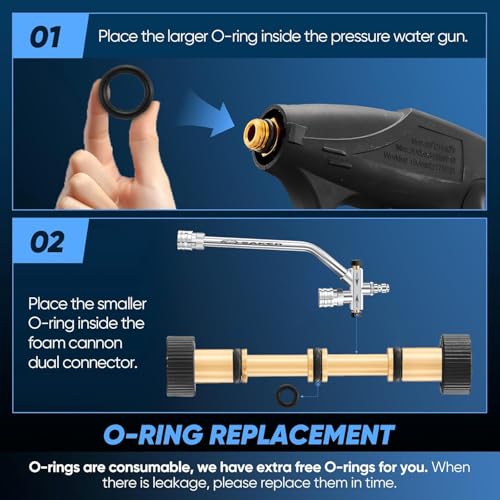 Saker Foam Cannon Dual Connector Accessory for Pressure Washer Kit,with Foam Cannon Dual Connector,Pressure Washer Gun for Car Washing and Cleaning,5 Power Washer Sprayer Nozzles - size: Four-Piece Set