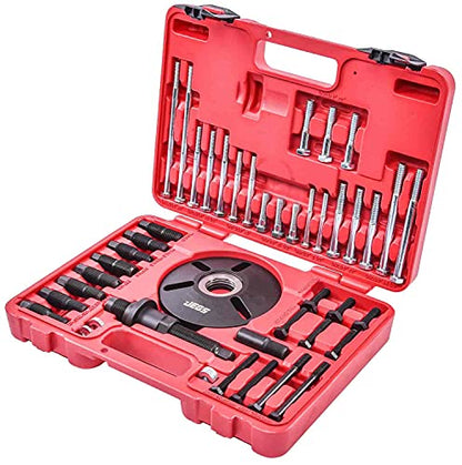 JEGS Universal Harmonic Damper Balancer Puller/Installer Tool Set | Includes 30 Bolts, 9 Adapters, 11 Washers, 1 Five Inch Puller Screw With Body, And 1 Puller Flange | Universal Harmonic Balancer Puller/Installer Set; plastic construction for easy remova