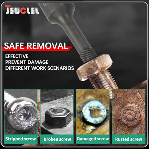 5PCS 1/2” Drive Impact Wedge Proof Extractor Set, Bolt Extractor | 8mm, 10mm, 12mm, 14mm, 16mm Socket, Easy Out Bolt Remover Kit, Damaged, Spiral, Rusted, Strip, Stripped, Wedge Components - color: Long 5pcs Wedge Proof Extractor