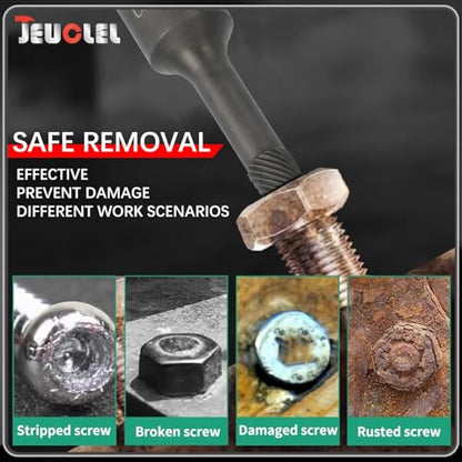 5PCS 1/2” Drive Impact Wedge Proof Extractor Set, Bolt Extractor | 8mm, 10mm, 12mm, 14mm, 16mm Socket, Easy Out Bolt Remover Kit, Damaged, Spiral, Rusted, Strip, Stripped, Wedge Components - color: Long 5pcs Wedge Proof Extractor