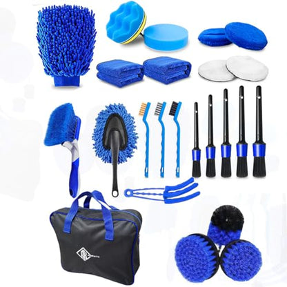 27Pcs Car Detailing Kit, Car Detailing Brush Set, Car Wash Cleaning Kit, Car Detailing Brushes, Professional Car Care Kit for Interior Exterior Wheels, Blue - size: 27