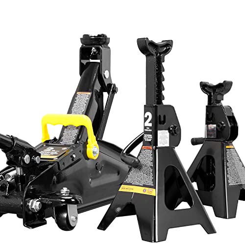 Big RED AT82001BR Hydraulic Trolley Service/Floor Jack Combo with 2 Jack Stands, 2 Ton (4,000 lb), Black - color: Black, size: 2 Ton (4,000 lb) with Jack Stands