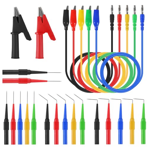 24PCS Back Probe Kit,Banana Plug to Copper Alligator Clip Automotive Test Leads Set with 3 Configurations Back Probe Pins Extended Length Probes for Car Diagnostics, Electrical Testing - color: Type D