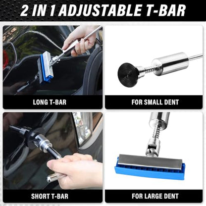 LadyRosian Paintless Dent Repair Tools Adjustable T-Bar Slide Hammer for Auto Body Hail Damage Repair Dent Remover - size: Set A