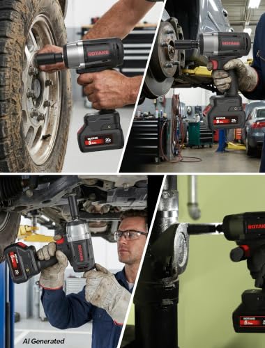 ROTAKE 20V Mid-Torque 1/2" Cordless Impact Wrench Kit, 880 FT-LBS, TB2 | 5.0Ah Battery, Brushless Motor, 3-in-1 Unibody Hammer Housing, Soft Start, Forward LED, 4A Rapid Charger, Hard Carrying Case - size: 1/2" (880 ft-lbs) TB2
