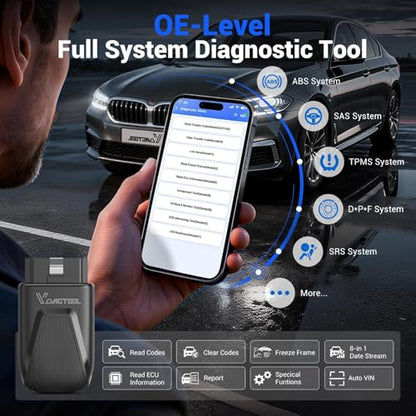VDIAGTOOL OBD2 Scanner Bluetooth, D100 Bidirectional Scan Tool, No Subscrption Fees, Wireless Code Reader for iOS & Android, Full System Diagnostic Tool with 17 Resets, Live Data, CAN FD, Storage Bag
