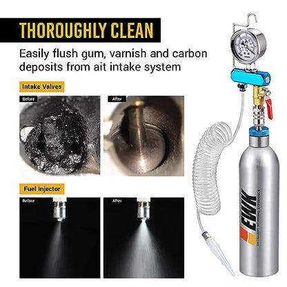 EWK Fuel Injection Cleaning Canister, Vacuum Intake Valve & Combustion Chamber Cleaner Tool for Gasoline Engines, Vacuum System Pressure Test