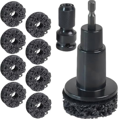 Wheel Hub Cleaning Tool Kit, Professional Brake Hub & Wheel Stud Cleaner with 8 Grinding Heads, Rust Removal & Resurfacing Kit for Car, Truck and SUV Maintenance, Fits Power Drill