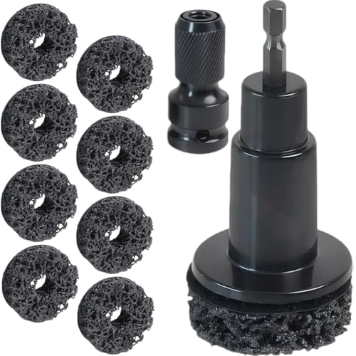 Wheel Hub Cleaning Tool Kit, Professional Brake Hub & Wheel Stud Cleaner with 8 Grinding Heads, Rust Removal & Resurfacing Kit for Car, Truck and SUV Maintenance, Fits Power Drill