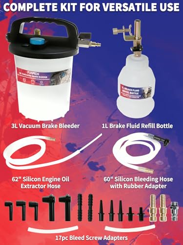 3L Vacuum Brake Bleeder Kit One Person Pneumatic Brake Fluid Bleeder Kit with 3L Fluid Extractor and 1L Refilling Bottle