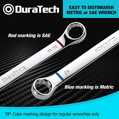 DURATECH 52-Piece Combination Wrench Set, 32 PCS Combo & 20 PCS Stubby, SAE & Metric, CR-V Steel, with Rolling Pouch - size: 52-Piece
