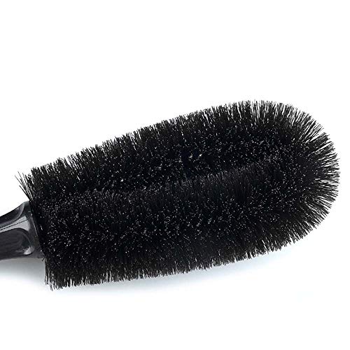 Car Wheel Brush Super Soft Tire Cleaner Car Accessories with Handle Cleaning Kit Brush Detailing Cleaning Brush(Black)