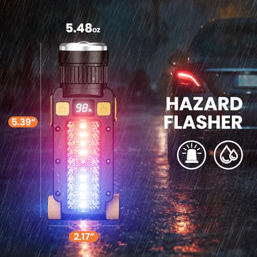 Rechargeable LED Magnetic Work Light, Portable Work Lights, 7 Flashlight Modes with 360° Rotating Hook and Carabiner, USB Charging for Camping, Hunting, and Car Repairs(2 Packs) - size: 2 Pack Yellow
