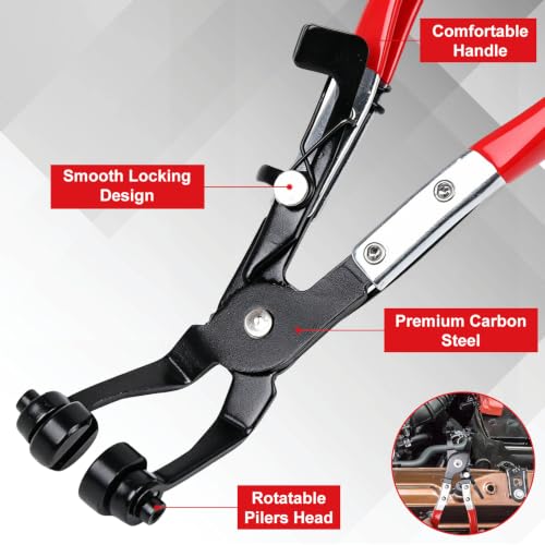 2Pcs Hose Clamp Pliers, Hose Clamp Tool Includes 45° Angle Flat Belt Hose Clamp Plier and Flat Band Hose Clamp Plier, Spring Clamp Pliers for Automotive Fuel Oil Heater Water Hose