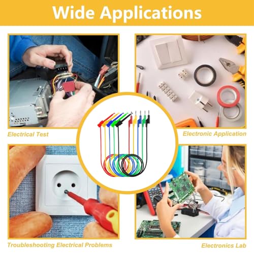 Multimeter Test Lead Set, 5PCS Stackable 4MM Banana Plug to Test Hook, Flexible Testing Cable Wires 500V 5A for Multimeter Electrical Testing, 3.3FT/1M (Banana Plug to Test Hook) - color: Banana Plug to Test Hook