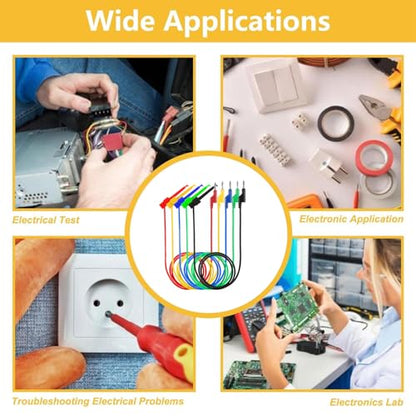 Multimeter Test Lead Set, 5PCS Stackable 4MM Banana Plug to Test Hook, Flexible Testing Cable Wires 500V 5A for Multimeter Electrical Testing, 3.3FT/1M (Banana Plug to Test Hook) - color: Banana Plug to Test Hook