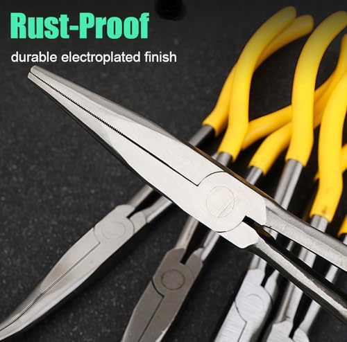 6pcs Long Needle Nose Pliers 11 Inch Extra Long Reach Needle Nose Plier for Narrow Spaces