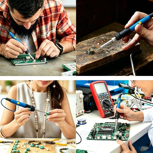 60W Soldering Iron Kit, 110V Soldering Iron with 5pc Interchangeable Tips and Solder Wire,Fast Heating,Adjustable Temperature Solder Welding Tools,Solder Wire for Variously Electronic Repair