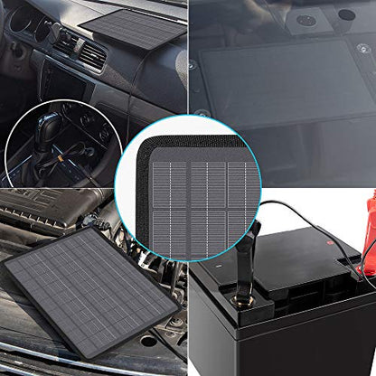 Renogy 10W Solar Trickle Charger Portable Battery Maintainer with Lighter Plug/Alligator Clips/Battery Cables for Car Boat Marine Motorcycles Truck - size: 10W