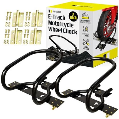 E-Track Upright Bike Tire Wedge - Removable & Bolt-Down Motorcycle Wheel Chocks for Trailer Floor (Pack of 2)