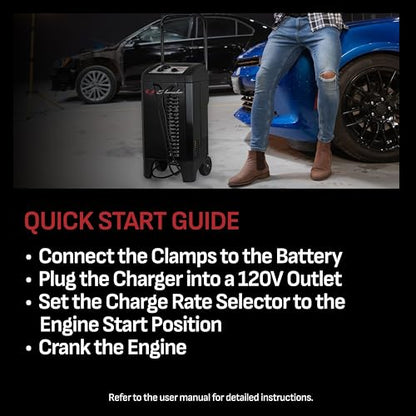 Schumacher Electric Wheeled Manual 10A Car Battery Charger and 200A Engine Starter, 2-in-1 Solution, 40A Boost, for 6V/12V Power Sport, Automotive, and Marine Batteries, SC1446 - style: 200 Amp