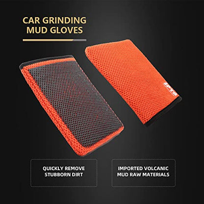 SPTA Clay Mitt, Pro Medium Grade Clay Bar Infused Mitt, Car Detailing Glove Quickly Removes Debris from Your Paint, Glass, Wheels, & More -CB306 - color: Clay Mitt With Hole Style