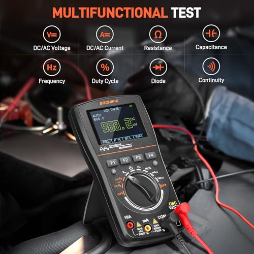 Handheld Oscilloscope Multimeter, GOCHIFIX 2 in 1 Portable Digital Oscilloscope Multimeter 10Mhz Bandwidth, 50MSa/s Sampling Rate, 6000 Counts, Automotive Multimeter Oscilloscope - style: 10 Mhz