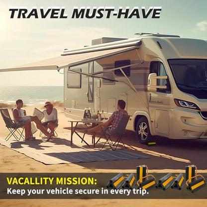 Vacallity Wheel Chocks for RV Trailer Car Truck, Upgrade Rubber Wheel Chocks with Rope Easy to Use,Camper Travel Chock Blocks Wheel Immobilizers & Chocks (8.2" 4pair) - size: 8.2" 4pair