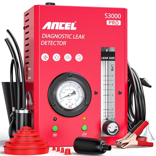 ANCEL S3000 PRO Automotive Smoke Machine with Built-in Air Pump and Pressure Gauge. Professional Vehicle Leak Diagnostic Detector Tools Kit for Leaks Test in Vacuum,Fuel,EVAP and Other Cars System - size: Gauge Display