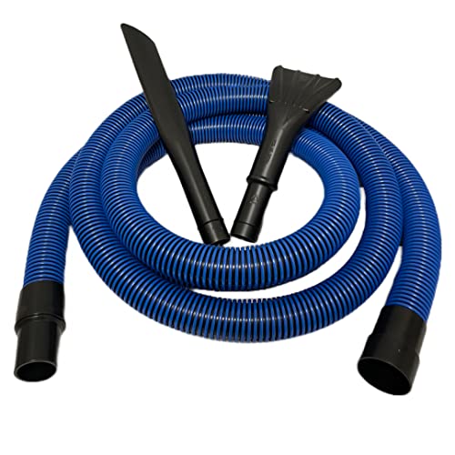 Wet/Dry Vacuum Hose Cleaning Kit, 15' Long Crushproof Hose Fits 2-1/4" Inside Diameter Inlet Port, Includes Professional Detailing Crevice Tool and Nozzle Attachments, Blue - color: Blue