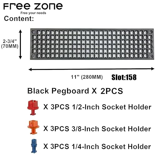 Free Zone Bit Organizer Set, 158-Hole 1/4" Hex Bit Toolbox Storage | Black; drive bit adapter & 1/2", 3/8", 1/4" socket holder compatible; anti-drop design; tools not included - color: Black