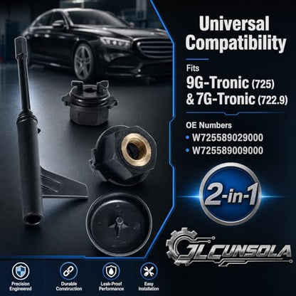 4PCS Transmission Fill Tool and Oil Filler Connection fit for Mercedes Benz 9G-Tronic Gearboxes 725, Oil Filing Adapter Oil Filing Tool, OEM W725589029000 W725589009000, 722.9 Fluid Change Kit