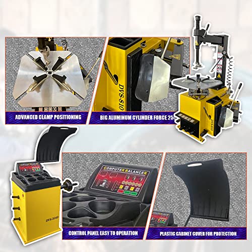 Tire Changer and Economic Wheel Balancer Combo, 1.5HP Motor with 0.25KW Pure Copper, 110V for 10-24" Rims, Cost-Effective Tire Service Set for Garage