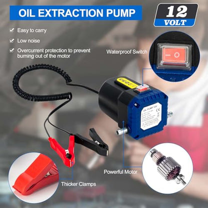 AIGMISON Oil Change Pump Extractor, 12V 80W Electric Oil Transfer Pump, Motor Oil Diesel Fluid Pump with Tubes - color: Updated 80W