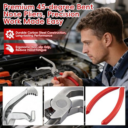 6 Piece automotive electrical disconnect pliers kit, Electrical connector removal tool for Cars, professional hose clamp kit, Plug Release & Wire Terminal Remover, Clip Removal Tools, with Storage Bag