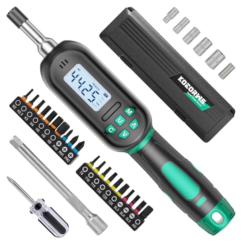 Upgraded Digital Torque Screwdriver, 0.4-8 Nm/3.5-70.8 In-lbs, Torque Wrench Screwdriver Set, 1/4'' Drive Inch Pound Rachet Torque Screwdriver Electrician with Buzzer & LED Indicator